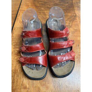 Romika Ibiza 66 Strap Sandals Women's 8.5 Metallic Red Leather Hook & Loop Comfy